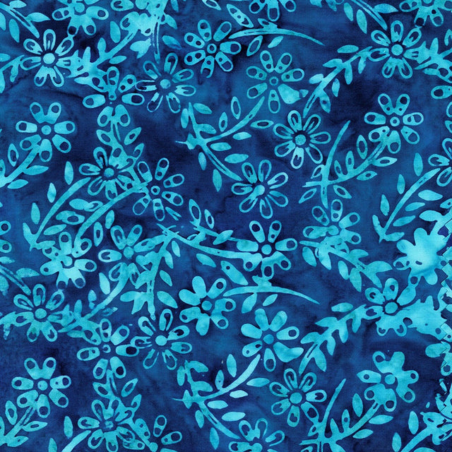 Batik Cotton Windham Anthology Batiks by Jacqueline de Jonge Blue Emerald Tiger Floral Navy 100% Cotton