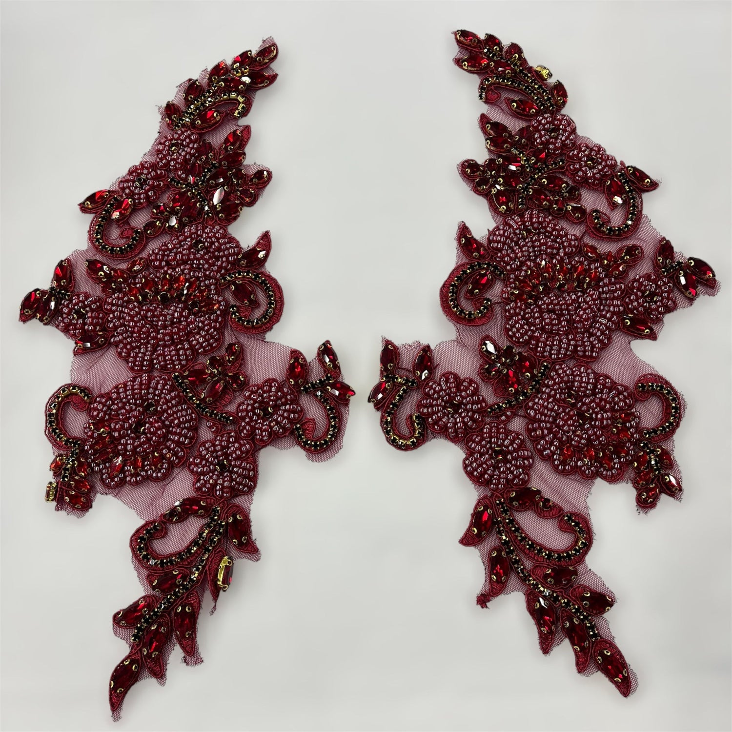 Embroidered Rhinestone Floral Applique