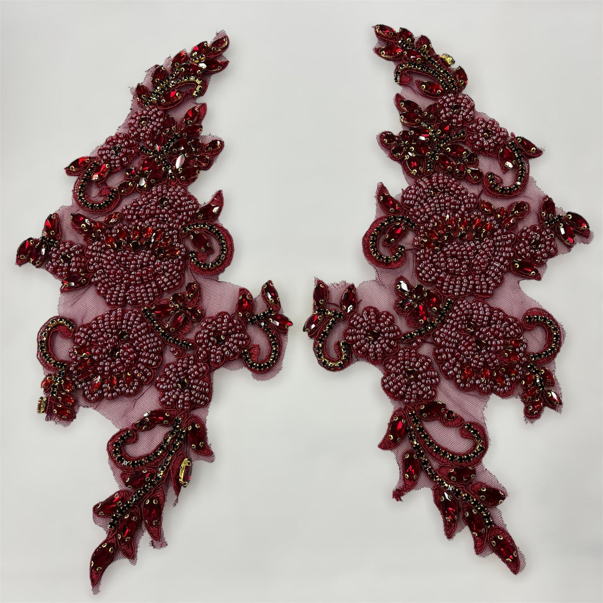 Rhinestone Lace Applique Pair 100% Polyester