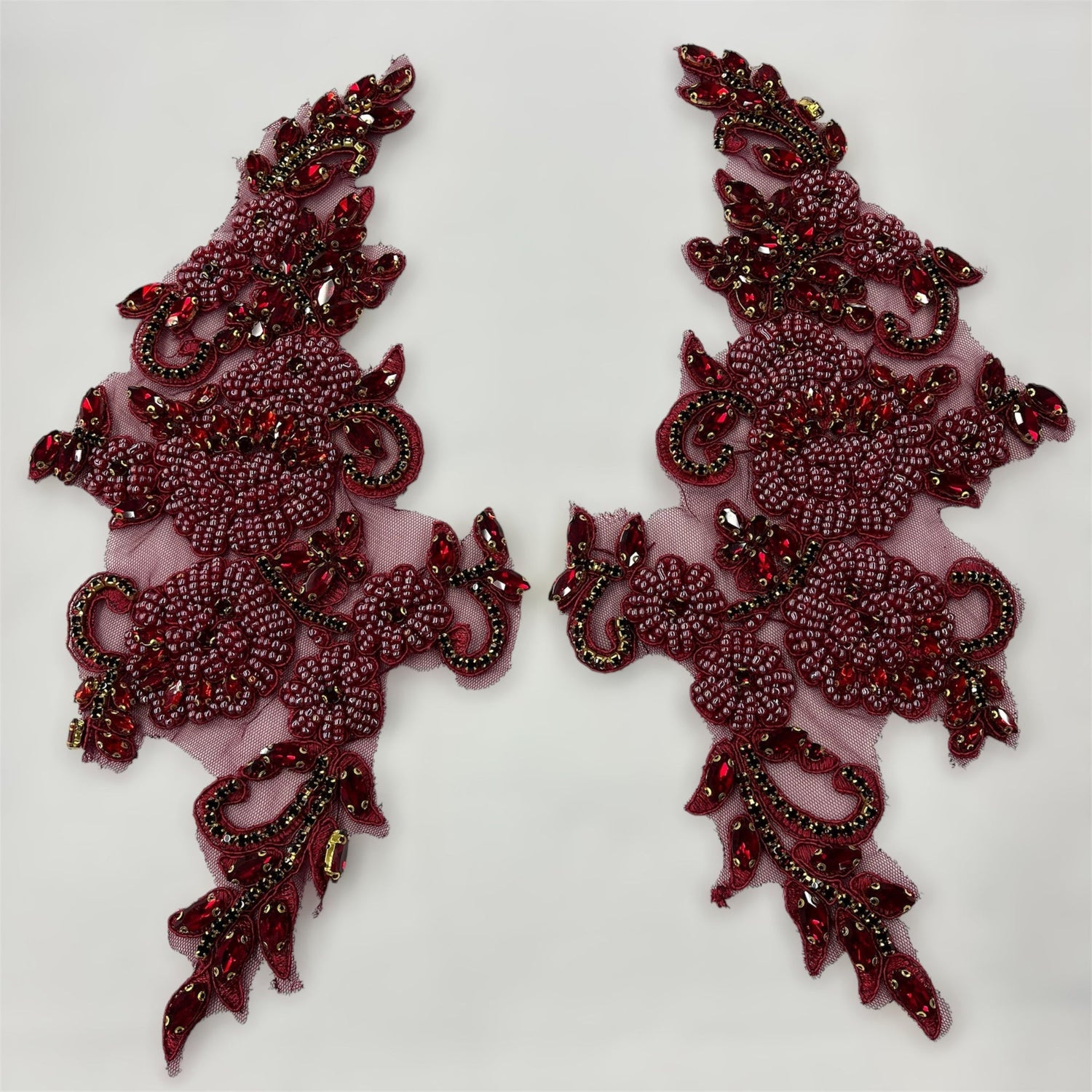 Rhinestone Lace Applique Pair 100% Polyester