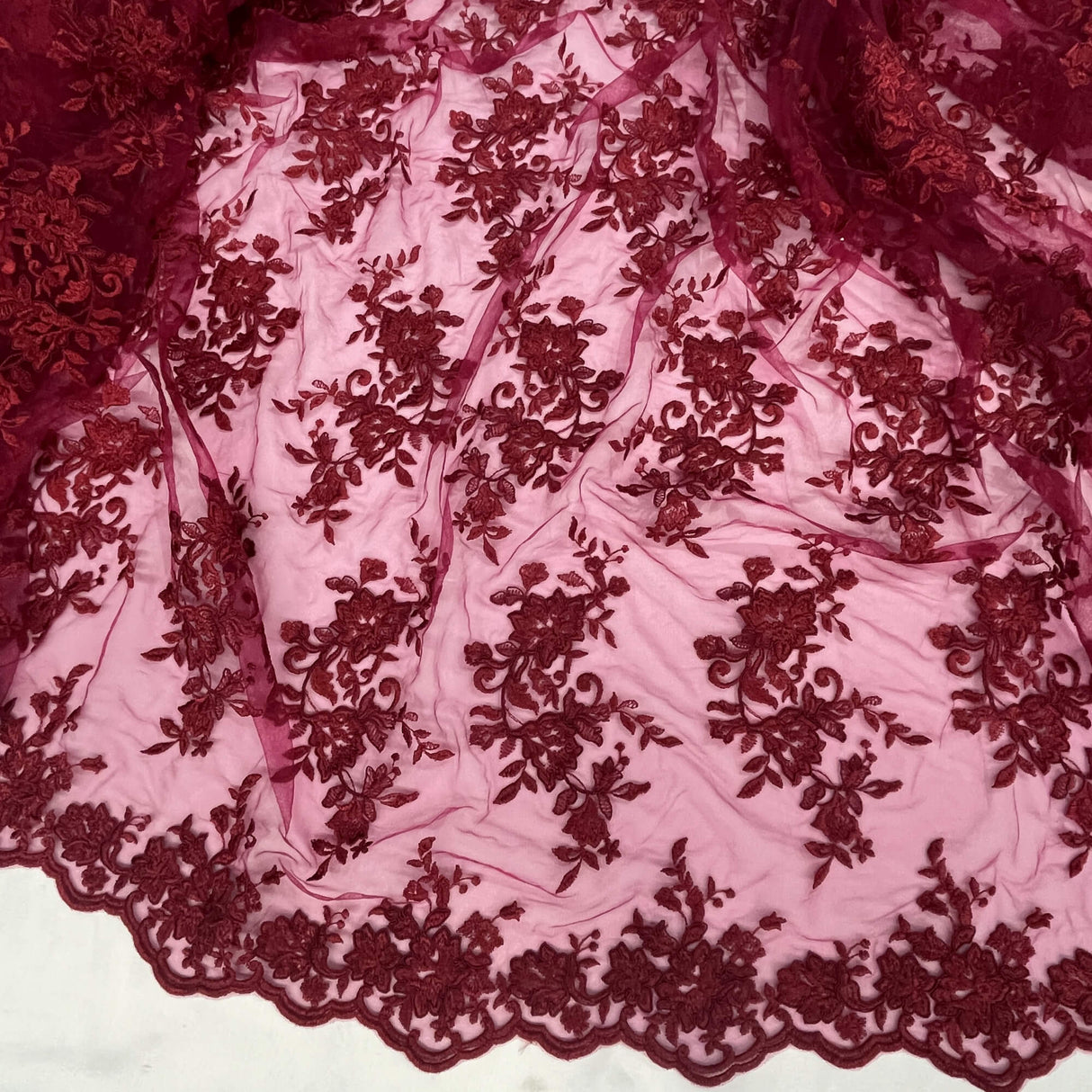 Corded Floral Lace Fabric Ivory