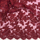 Corded Bridal Lace Fabric on Polyester Net Mesh