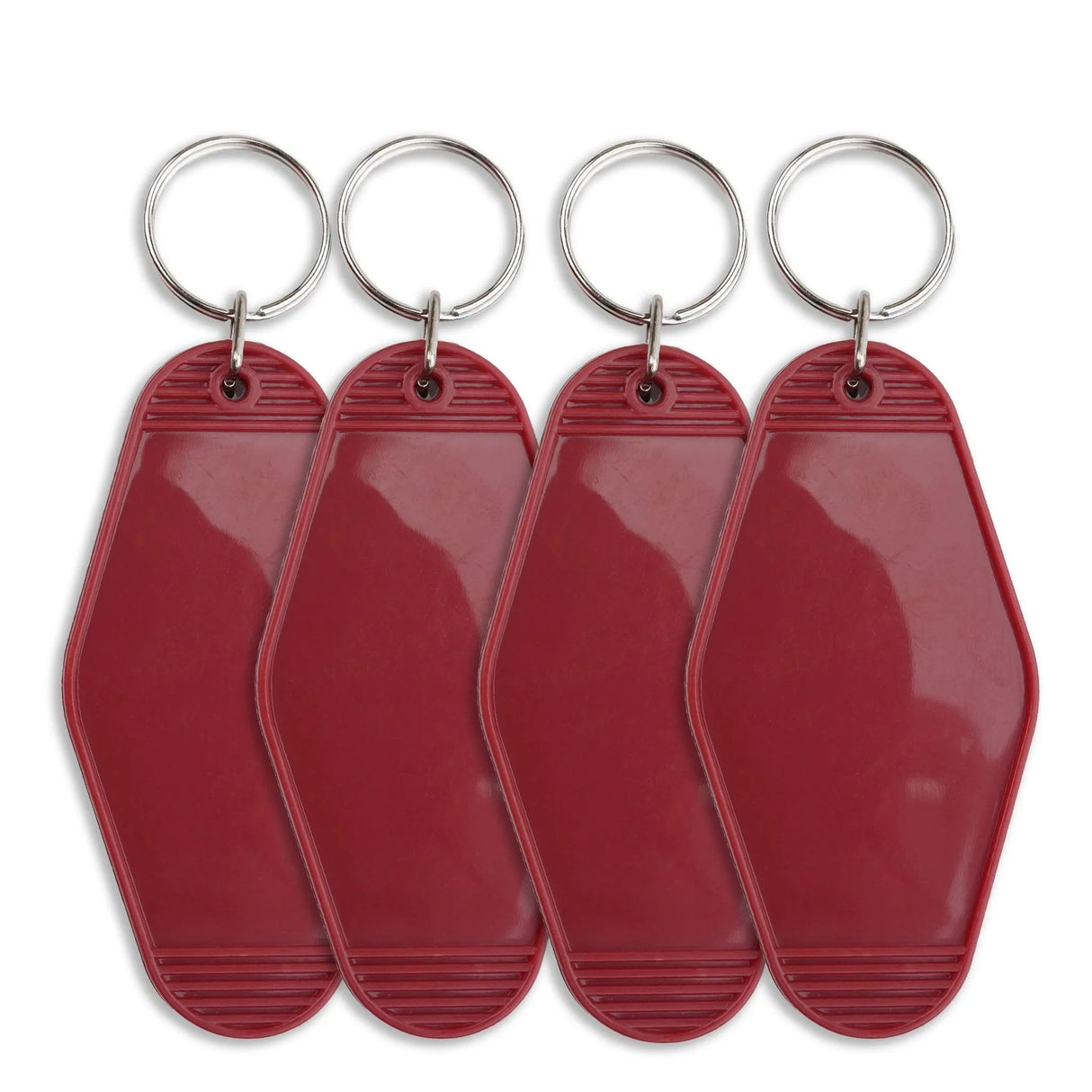 Retro Motel Keychain with Silver Ring - Wine Red (4 per Set)