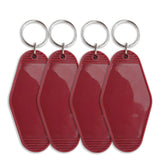 Retro Motel Keychain with Silver Ring - Wine Red (4 per Set)