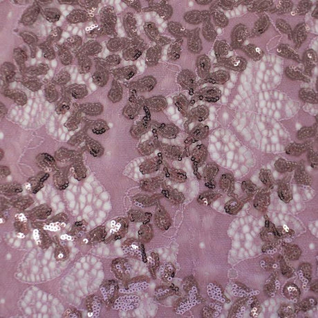 Wisteria Stretch Lace Sequin Fabric - 2-Way Stretch Embroidered Sequin Lace, 58/60" Cut Width, 50" Usable Width (1 Yard)