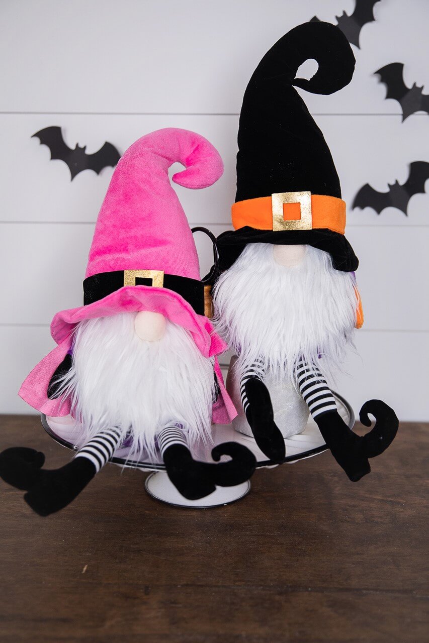22” Plush Witch Gnome - Orange/Black