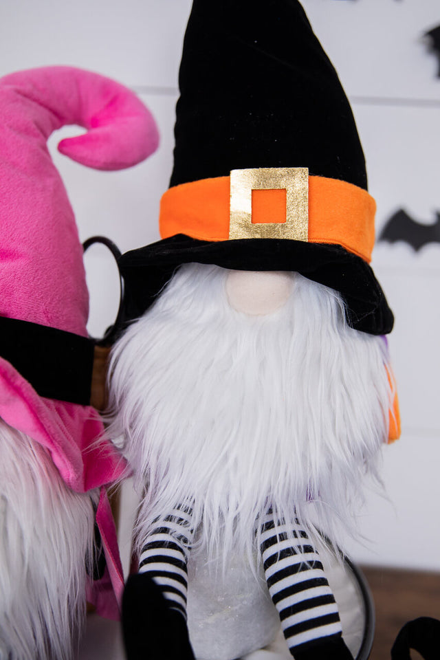 22” Plush Witch Gnome - Orange/Black