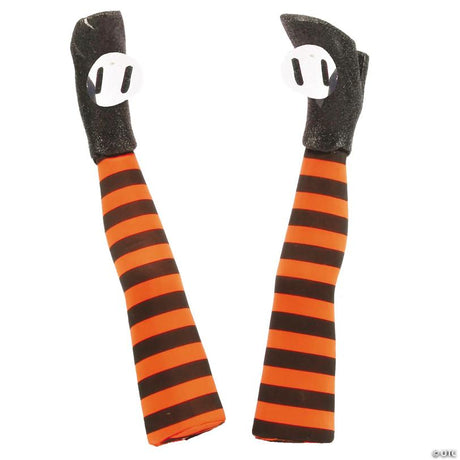 RADYAN Witch Leg Grave Breakers Halloween Lawn Decoration with Striped Legs shown in a clear product image