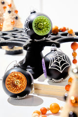 3" Glass Spooky Reflector Ornament Box - Set of 3