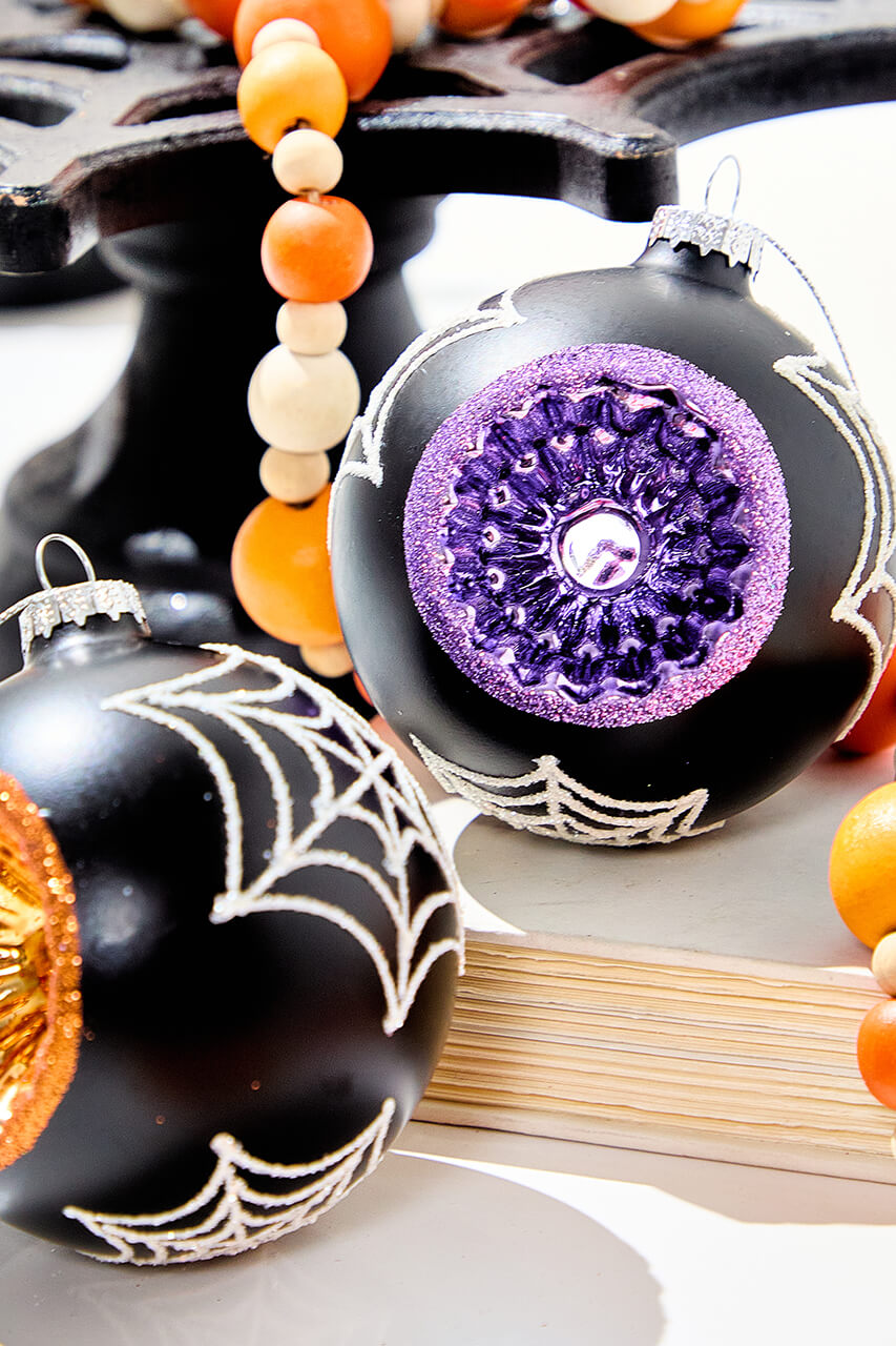 3" Glass Spooky Reflector Ornament Box - Set of 3