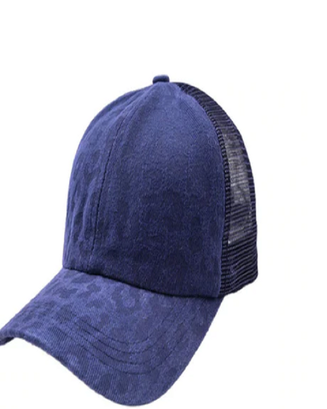 Criss-Cross Cap - Leopard Navy Fabric (1 Piece)