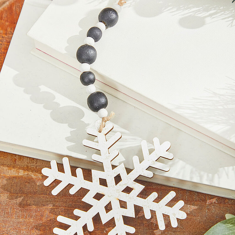 Black White Snowflake Ornament 8 Inch Rustic Christmas Decor