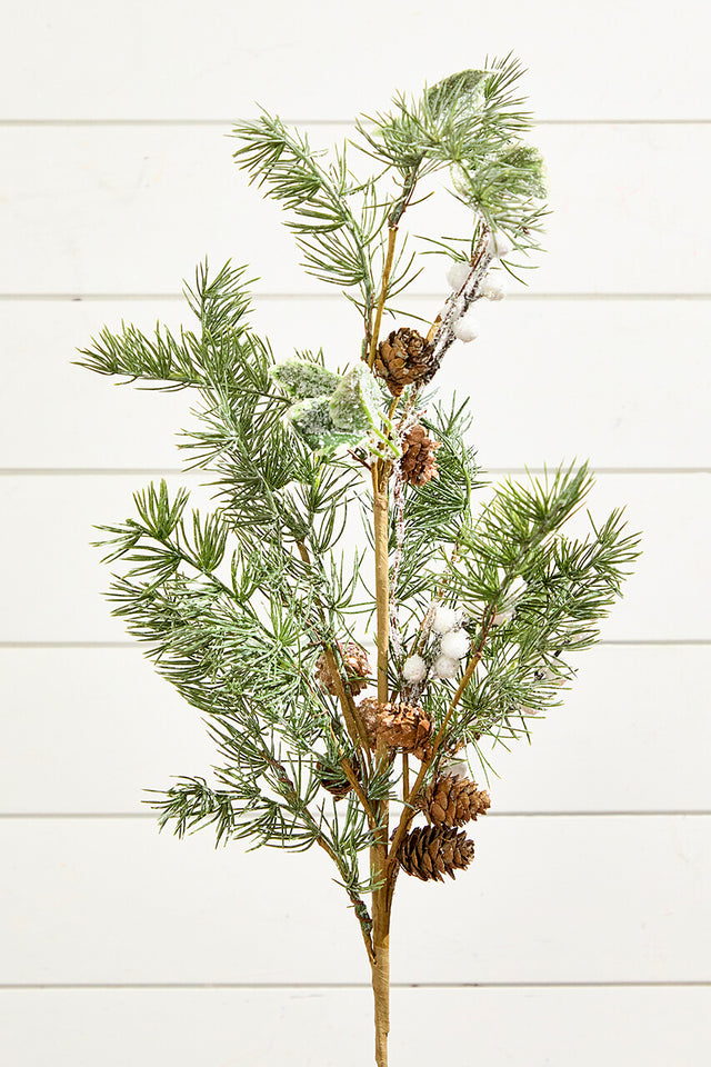 30" Pine Leaf Berry Spray