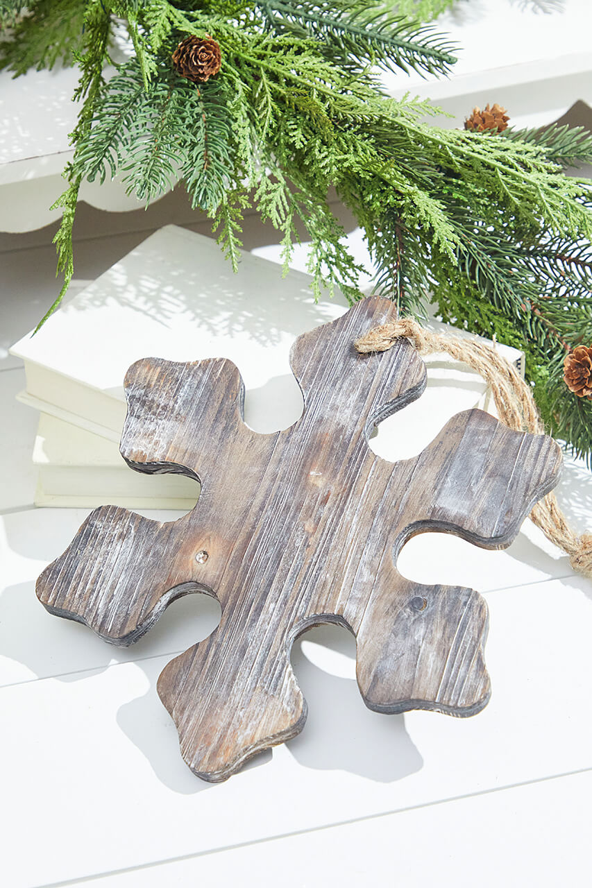 9.8” Wooden Snowflake Ornament