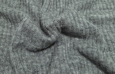Wool Blend Ribbed Sweater Knit Gray