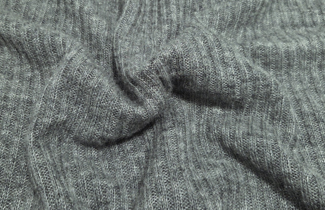 Wool Blend Ribbed Sweater Knit Gray
