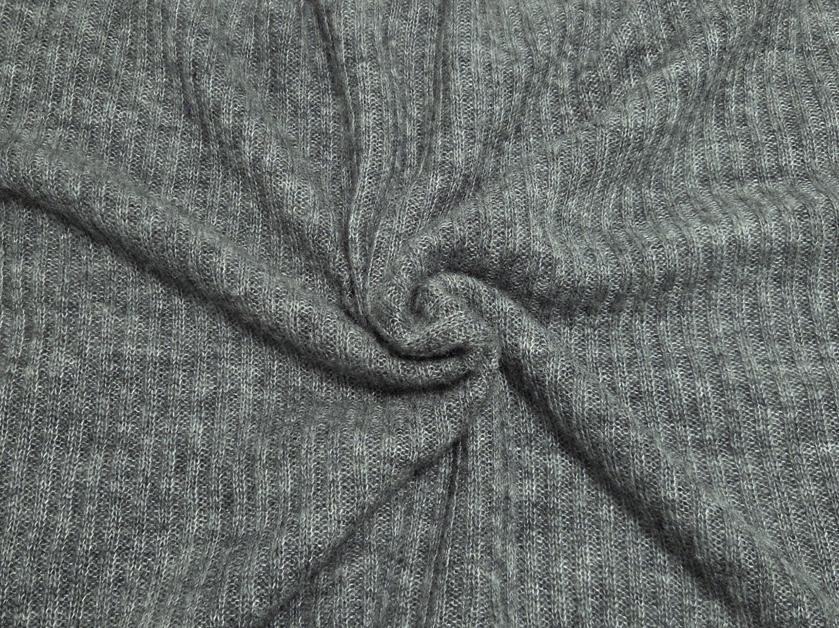 Wool Blend Ribbed Sweater Knit Gray