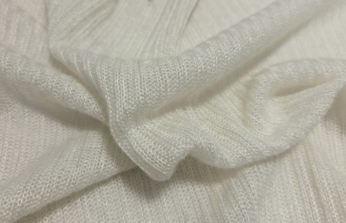 Ribbed Sweater Knit Wool Blend Ivory