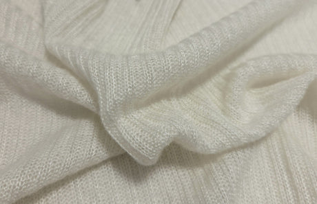 Ribbed Sweater Knit Wool Blend Ivory