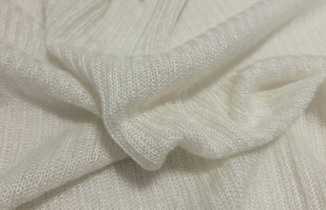 Ribbed Sweater Knit Wool Blend Ivory