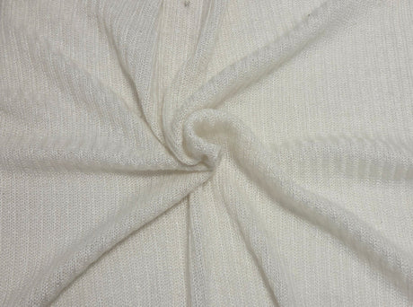 Ribbed Sweater Knit Wool Blend Ivory