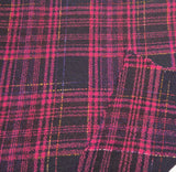 Plaid Wool Acrylic Magenta Woven Fabric