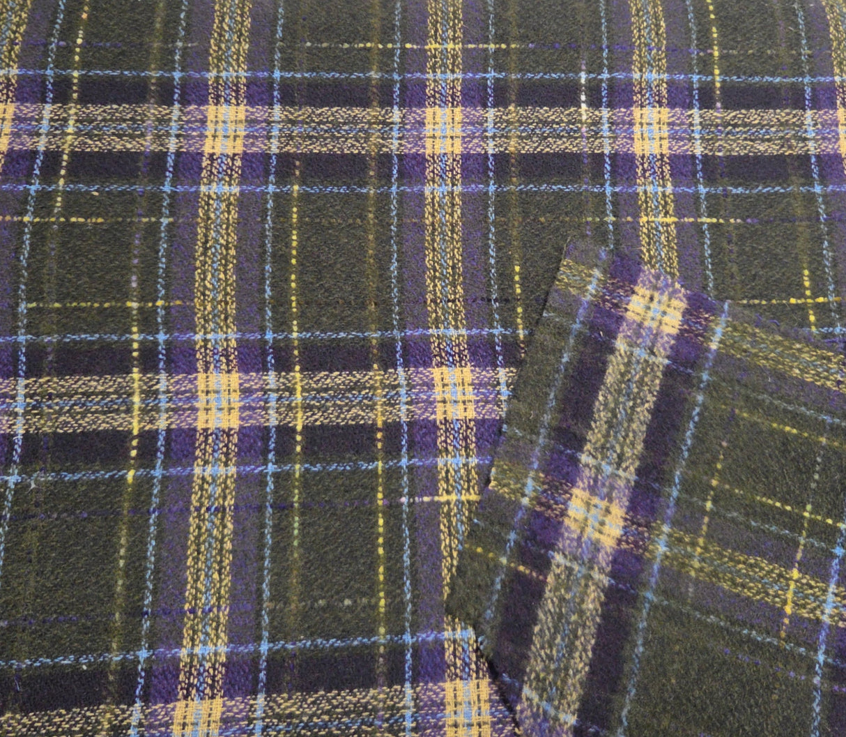 Plaid Wool Acrylic Olive with Stripes