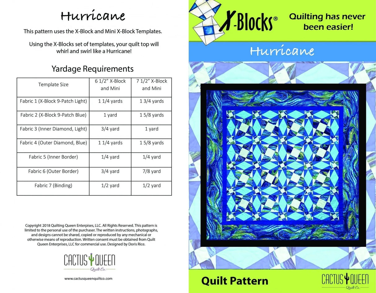 Quilting Pattern X-Block Hurricane
