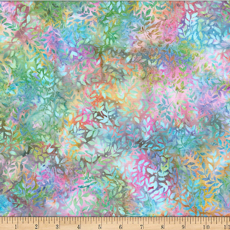 Cotton Batik Packed Leaves Fabric 44/45" Taffy