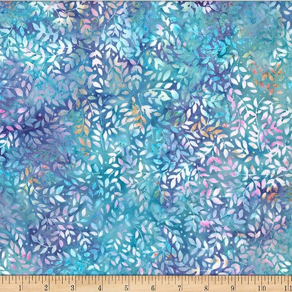 Cotton Batik Packed Leaves Fabric Rainbow Sweets 44/45"