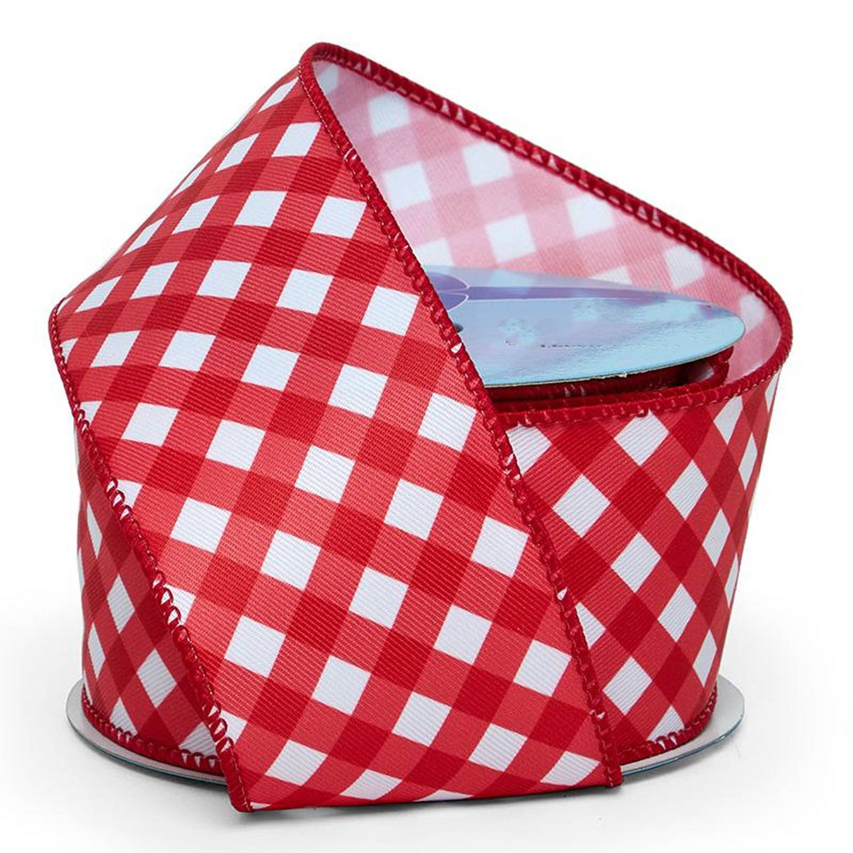 Bright Gingham Wired Ribbon 2 1/2 '' x 10 yd Red Color 1 / ROLL