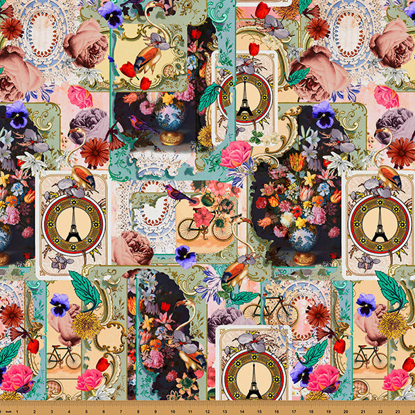 Cotton Print Multicolor Paris Luck Fabric 43/44
