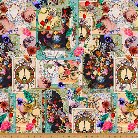 Cotton Print Multicolor Paris Luck Fabric 43/44