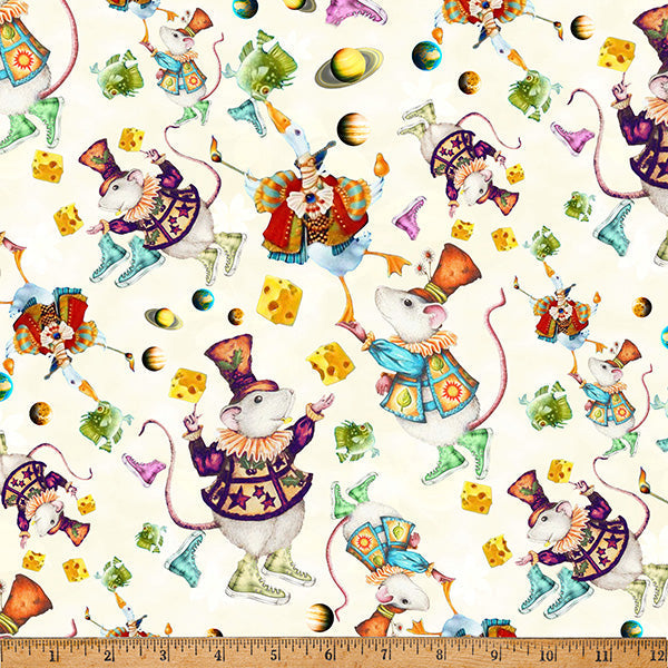Cotton Print Fabric Cream Mousing Around 43/44