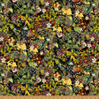 Cotton Print Black Floral Mousing Around Fabric 43/44"