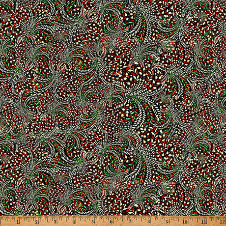 Cotton Print Black Floral Mousing Around Fabric 43/44"