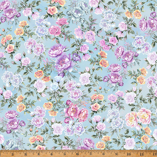 Cotton Floral Fabric Hyacinth Soiree 43/44"