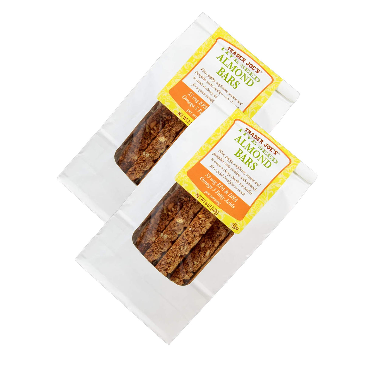 Trader Joe's Five Seed Almond Bars Crunchy & Nutritious 8 Oz