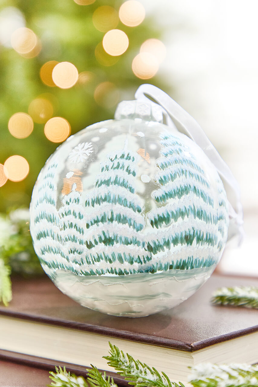 4" Alpine Forest Glass Ball Ornament
