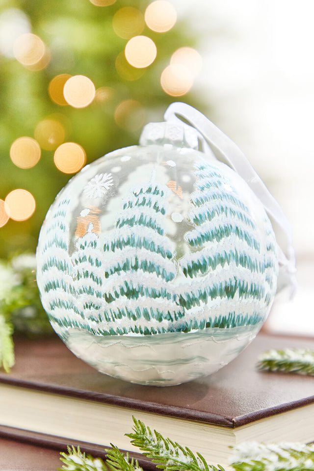4" Alpine Forest Glass Ball Ornament