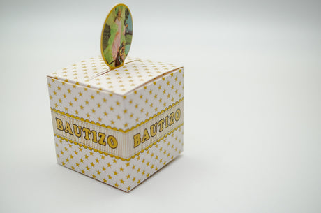 2" Gold Guardian Angel Paper Bautizo Favor Box - Pack of 50