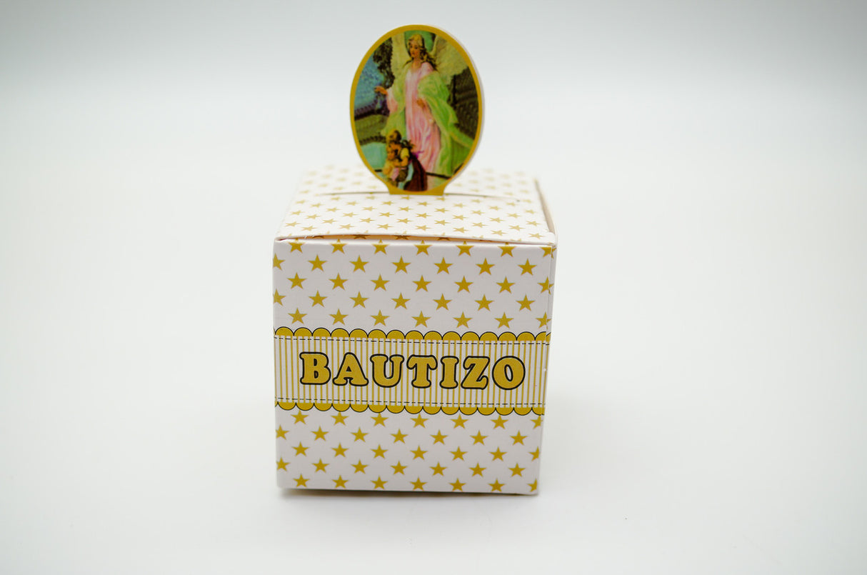 2" Gold Guardian Angel Paper Bautizo Favor Box - Pack of 50