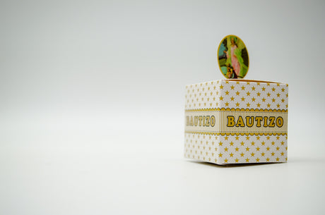 2" Gold Guardian Angel Paper Bautizo Favor Box - Pack of 50