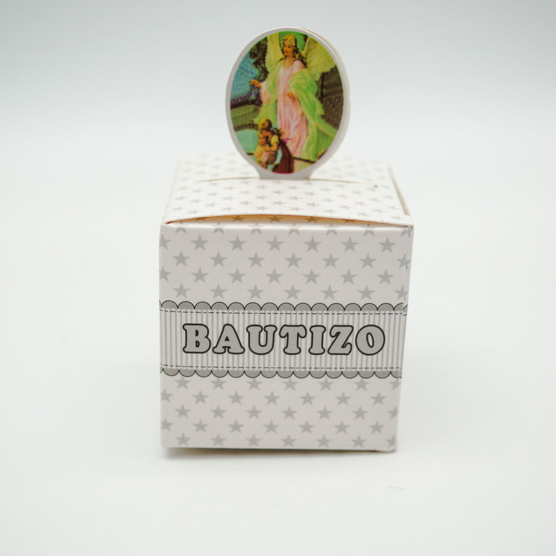 2" Silver Guardian Angel Paper Bautizo Favor Box - Pack of 50