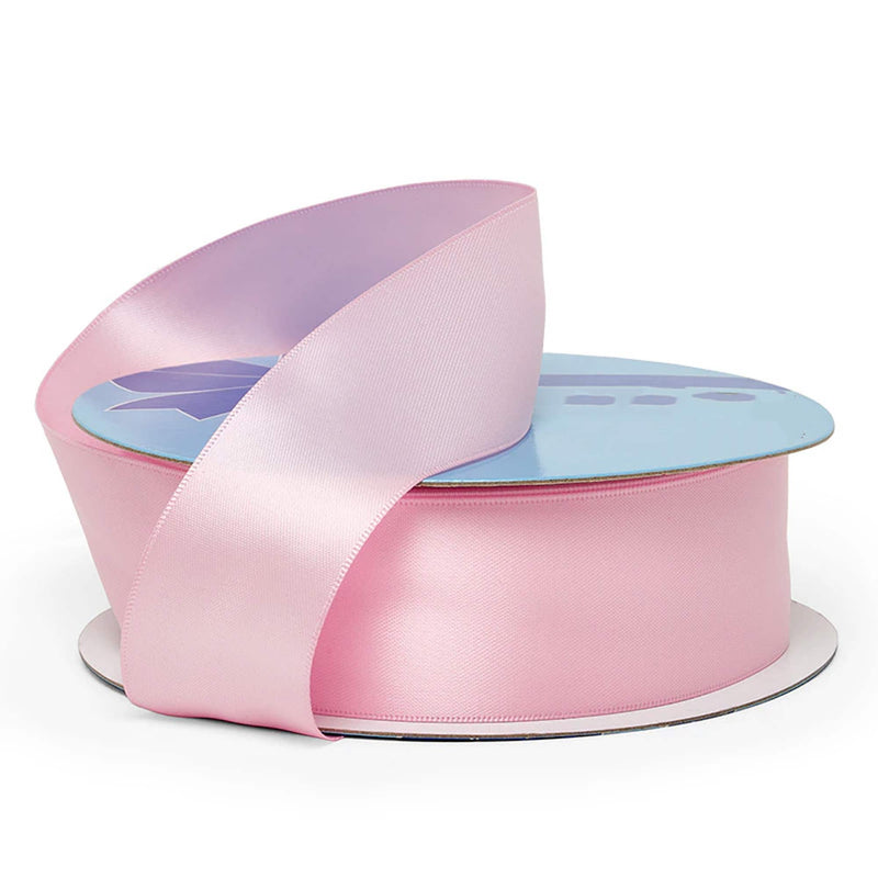 High-Gloss Solid Satin Craft Ribbon 3/8 '' X 100 yd Double Faced 1 / roll Baby Pink