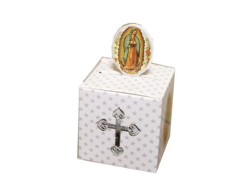 2" Silver Guadalupe Paper Favor Box - Pack of 50