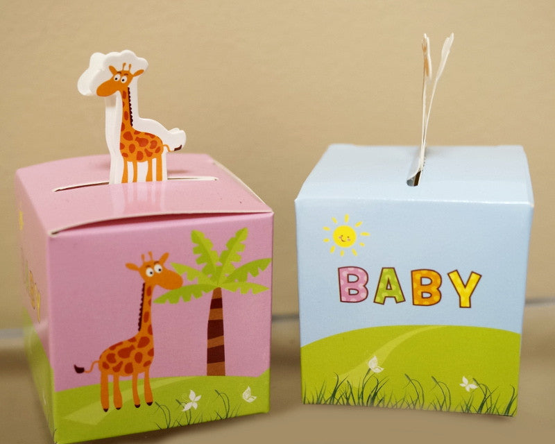 2" Baby Shower Pink Paper Favor Box "Giraffe" - Pack of 50