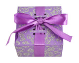 Purple Glitter Candy Favor Box with Satin Ribbon - Pack of 50