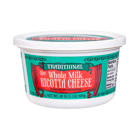 Traditional Whole Milk Ricotta Cheese Fresh Italian Style Soft Dairy Cheese