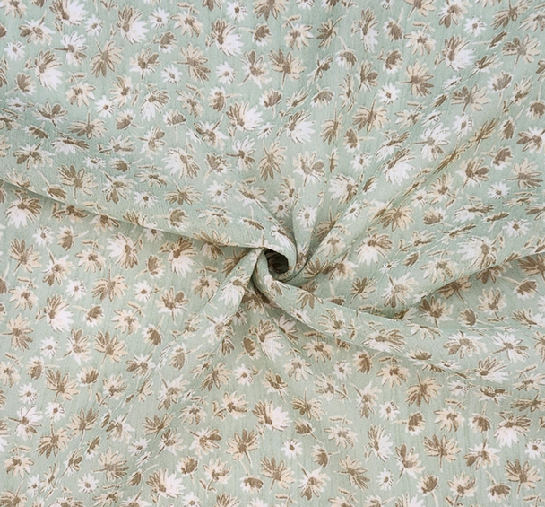 Yoryu Chiffon Laurel Green 57/58″ Wide 1 Yard Lightweight Crinkled Sheer Polyester Fabric